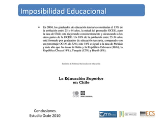 Imposibilidad Educacional 
Conclusiones 
Estudio Ocde 2010 
 