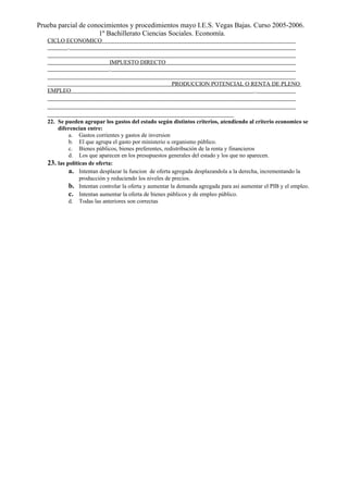 1ª Prueba Conocimientos 3 Eval 1º Bach