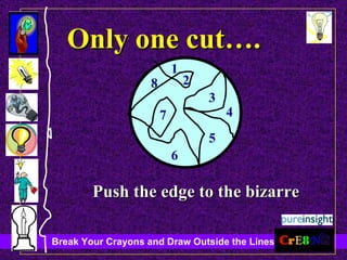 Only one cut…. 1 2 3 4 5 6 7 8 Push the edge to the bizarre 