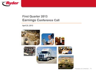 Proprietary and Confidential |
April 23, 2013
First Quarter 2013
Earnings Conference Call
1
 