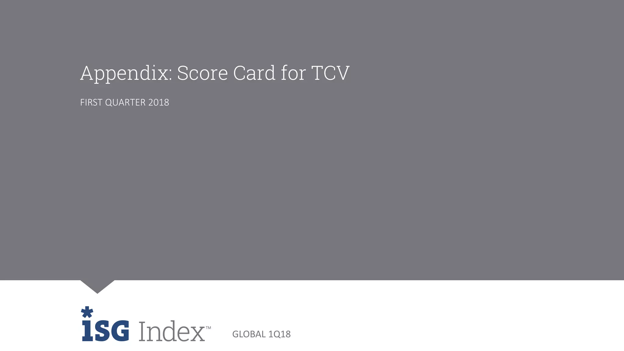 GLOBAL 4Q16
GLOBAL 1Q18
Appendix: Score Card for TCV
FIRST QUARTER 2018
 