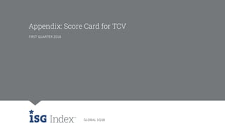 GLOBAL 4Q16
GLOBAL 1Q18
Appendix: Score Card for TCV
FIRST QUARTER 2018
 