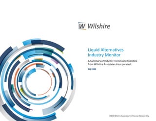 ©2020 Wilshire Associates. For Financial Advisors Only.
Liquid Alternatives
Industry Monitor
1Q 2020
A Summary of Industry Trends and Statistics
from Wilshire Associates Incorporated
 