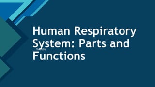 Click to edit Master title style
1
Human Respiratory
System: Parts and
Functions
Subtitle
 