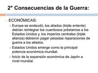 Alianzas defensivas entre las principales potencias.TRIPLE  ENTENTEFRANCIAGRAN BRETAÑARUSIAALEMANIAAUSTRIA – HUNGRÍATRIPLE  ALIANZABipolarización de Europa:Las sucesivas crisis balcánicas harían insostenible el equilibrio europeo e inevitable el enfrentamiento entre los bloques…18821907