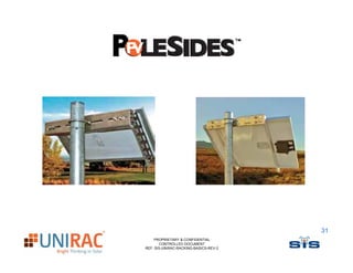31
    PROPRIETARY & CONFIDENTIAL
       CONTROLLED DOCUMENT
REF: SIS-UNIRAC-RACKING-BASICS-REV-2
 