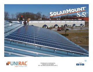 52
    PROPRIETARY & CONFIDENTIAL
       CONTROLLED DOCUMENT
REF: SIS-UNIRAC-RACKING-BASICS-REV-2
 