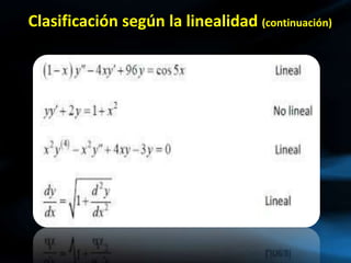 Clasificación según la linealidad (continuación)
 