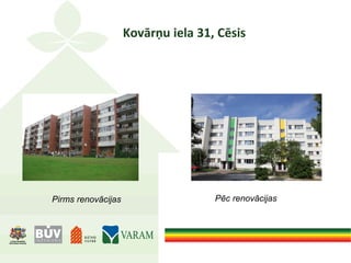 Kovārņu iela 31, Cēsis
Pirms renovācijas Pēc renovācijas
 
