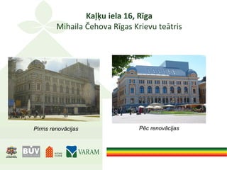 Kaļķu iela 16, Rīga
Mihaila Čehova Rīgas Krievu teātris
Pirms renovācijas Pēc renovācijas
 