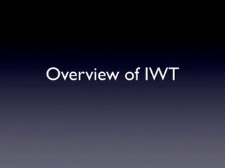 Overview of IWT
 