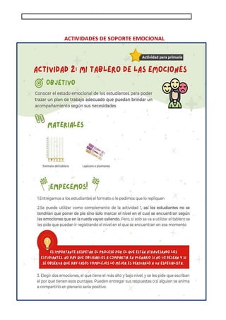 ACTIVIDADES DE SOPORTE EMOCIONAL
 