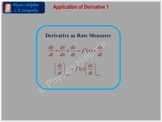 Physics Helpline
L K Satapathy
Derivative as Rate Measurer 1
 