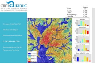O Projeto CLIMATLANTIC
Objetivos Estratégicos
Prioridades de Investimento
O PROJETO-PILOTO
Recomendações do Pilar de
Planeamento Territorial
 