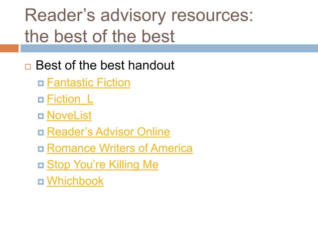 Reader's Advisory 101 | PPT