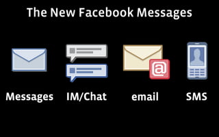Facebook Messaging
▪ Largest engineering effort in the history of FB
  ▪    engineers over more than a year
  ▪ Incorporat...