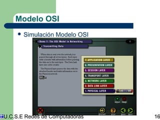 Modelo OSI 
 Simulación Modelo OSI 
U.C.S.E Redes de Computadoras 16 
 
