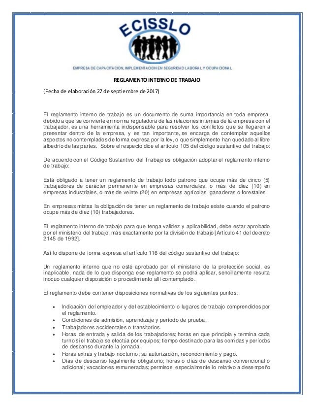 Que Es Reglamento Interno De Trabajo - 2026 Company Salaries