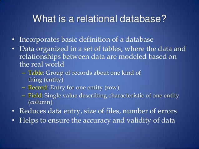 relational database definition in own words