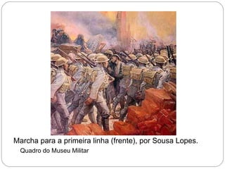 Marcha para a primeira linha (frente), por Sousa Lopes. Quadro do Museu Militar   