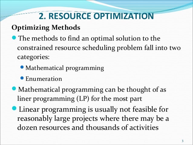 1 resource optimization 2