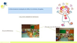 5
2.Visita Guiada às instalações do JI/Eb1 S.to António, Escapães;
- SALA DO JARDIM DE INFANCIA
-Área da casa das Bonecas
Área da Biblioteca
 