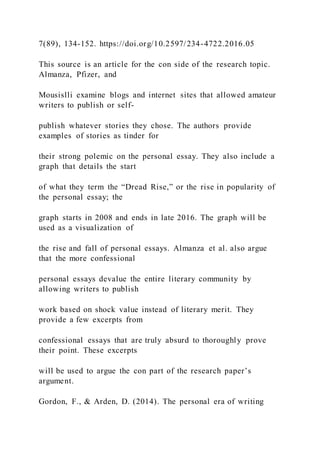 Ham Program Essay Script 1 Rise and Fall of the Personal Essay in Media | DOCX