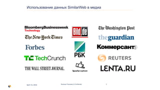 April 13, 2016 Business Proprietary & Confidential 3
Использование данных SimilarWeb в медиа
 