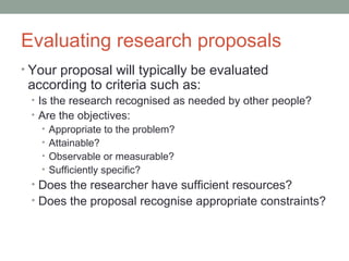 Writing your research proposal