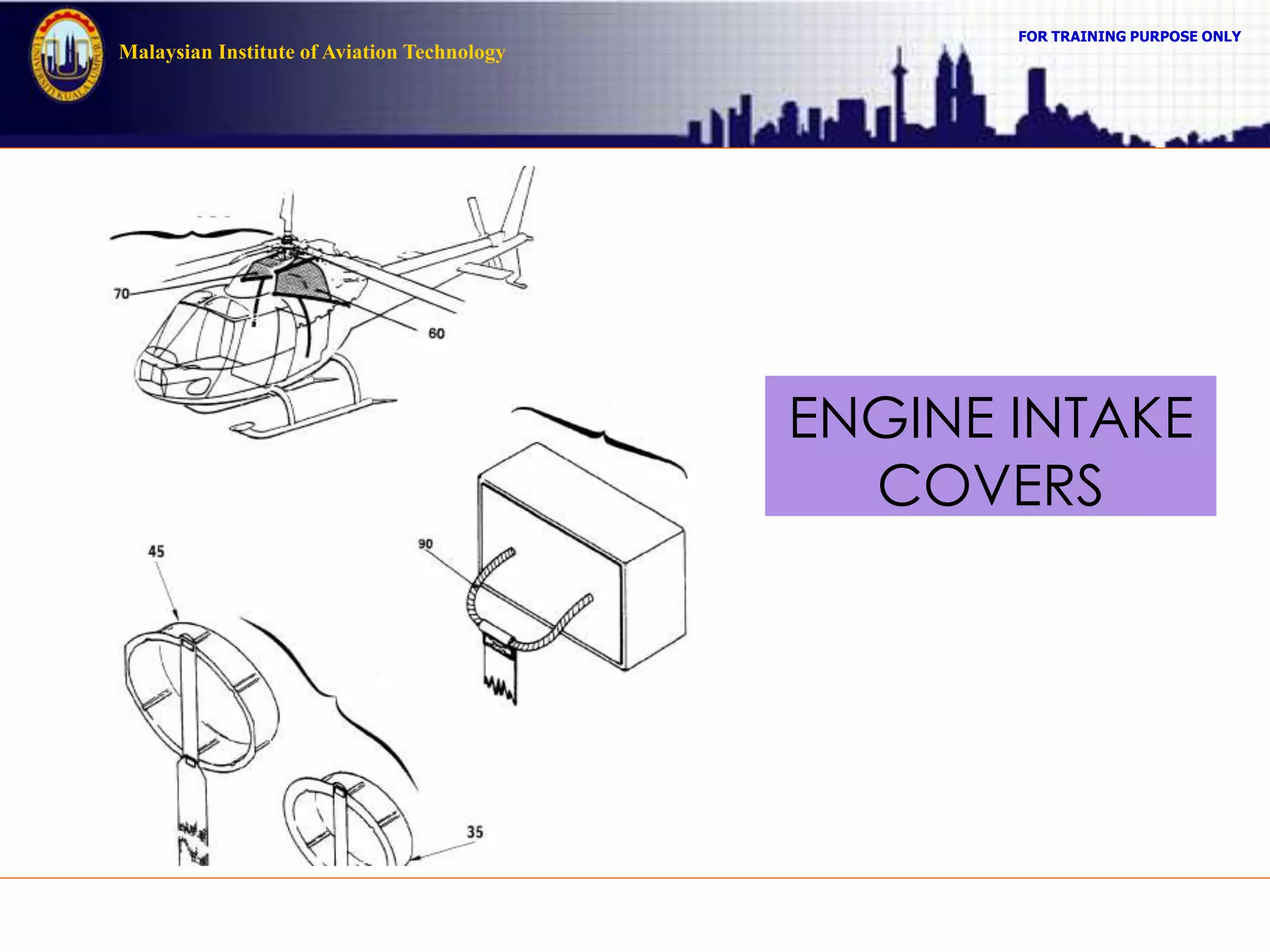 FOR TRAINING PURPOSE ONLY
Malaysian Institute of Aviation Technology
ENGINE INTAKE
COVERS
 