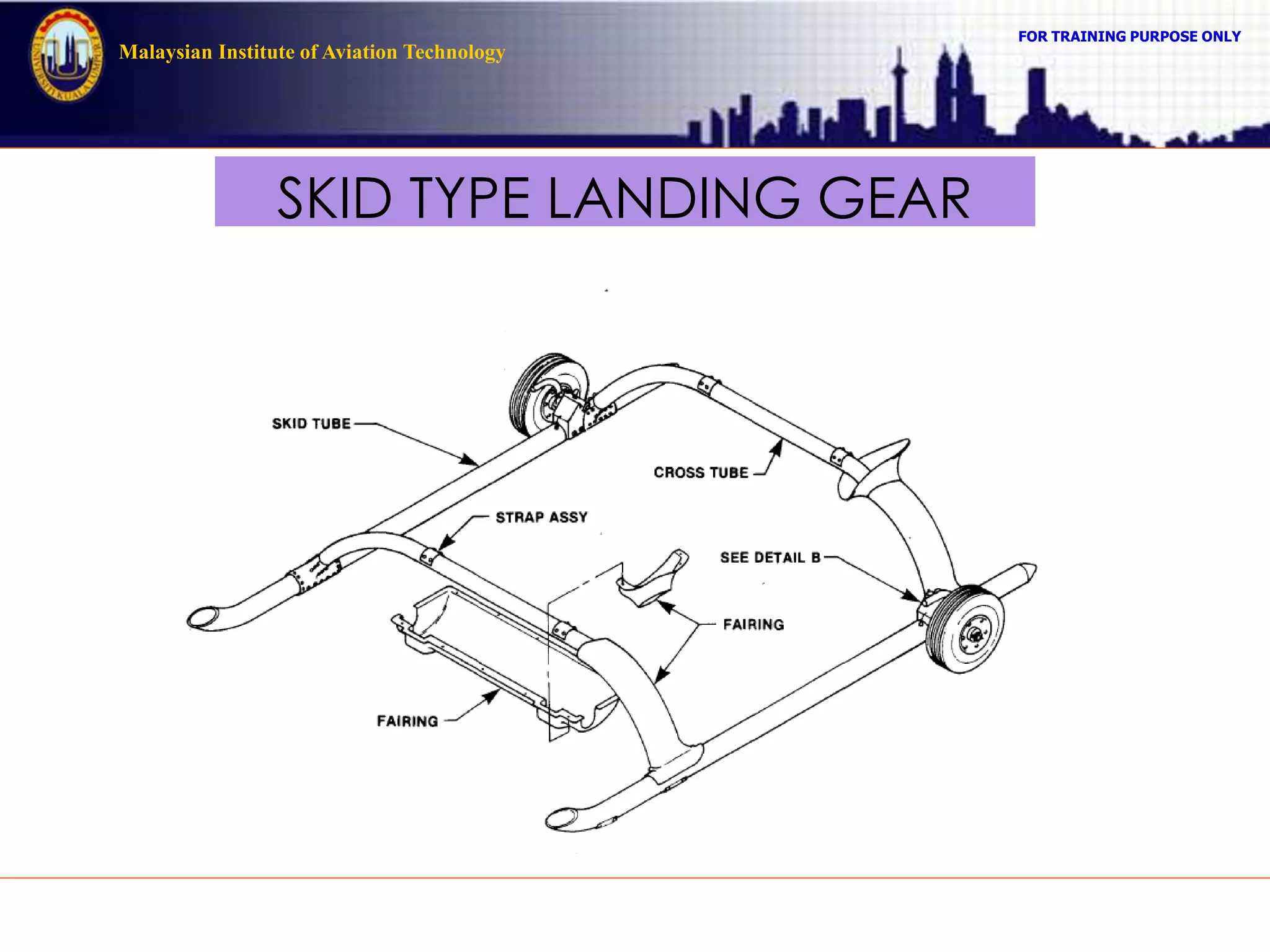 FOR TRAINING PURPOSE ONLY
Malaysian Institute of Aviation Technology
SKID TYPE LANDING GEAR
 