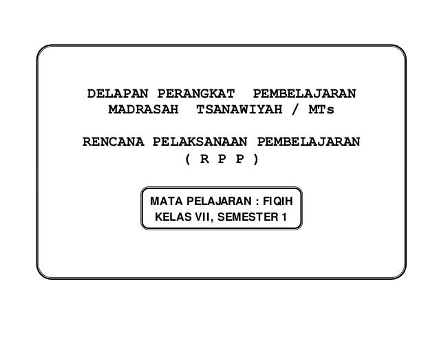 1 Rpp Fiqh Kelas Vii Thaharah