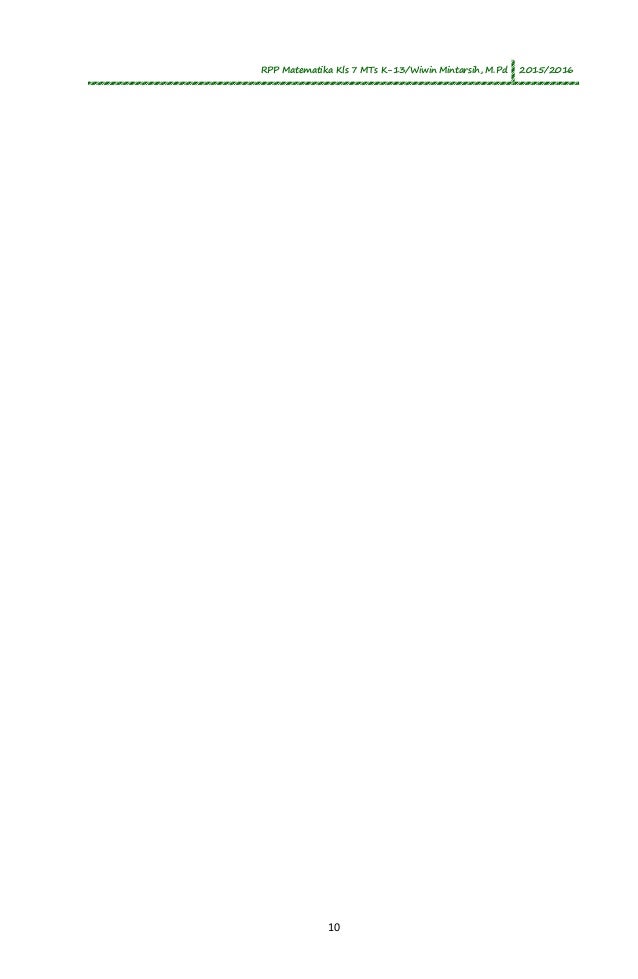 RPP Matematika Kelas 7 MTs Perkalian dan Pembagian 