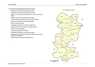 PLU d’ORGERUS Rapport de présentation
Dossier approuvé en septembre 2018 11
La recherche du développement équilibré du territoire
- Élaboration d’un schéma de développement économique
- Aménagement et gestion des zones d’activité économique
- Gestion d’un hôtel / pépinière d’entreprises dans la ZAC de la Prévôté à
Houdan
- Élaboration d’un Plan Local intercommunal pour l’Habitat
- Promotion du territoire par l’Office de Tourisme du Pays Houdanais
- Mise en place d’un Système d’Information Géographique
- Gestion et entretien des rivières
- Aménagement d’ouvrages pour contrôler les ruissellements
- Aménagement des chemins ruraux pour les circulations douces
- Adoption d’une charte paysagère
- Aménagement et gestion des voies vertes
- Aménagement des réseaux de communication numérique
- Acquisition du foncier nécessaire à l’emprise des collèges, centre de secours
et d’incendie et gendarmerie
- Soutien financier aux opérations de logements sociaux
Les communes de la CCPH
 