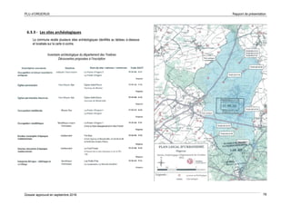 PLU d’ORGERUS Rapport de présentation
Dossier approuvé en septembre 2018 78
6.3.3 - Les sites archéologiques
La commune recèle plusieurs sites archéologiques identifiés au tableau ci-dessous
et localisés sur la carte ci-contre.
Inventaire archéologique du département des Yvelines
Découvertes proposées à l’inscription
 