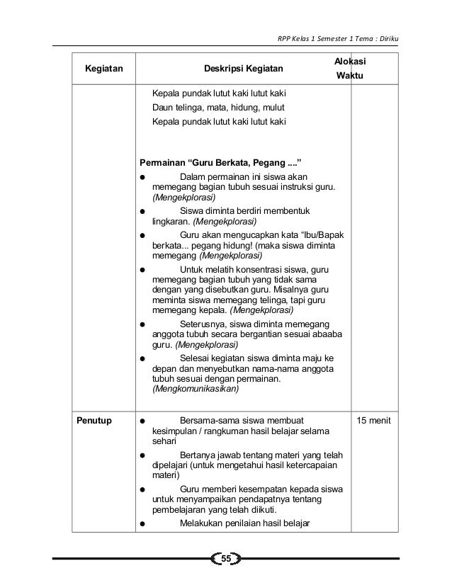 1 Rpp Sd Kelas 1 Semester 1 Diriku 1 Rpp Sd Kelas 1 Semester 1 Diriku