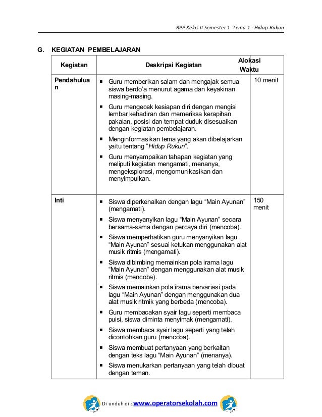 [1] rpp sd kelas 2 semester 1 hidup rukun