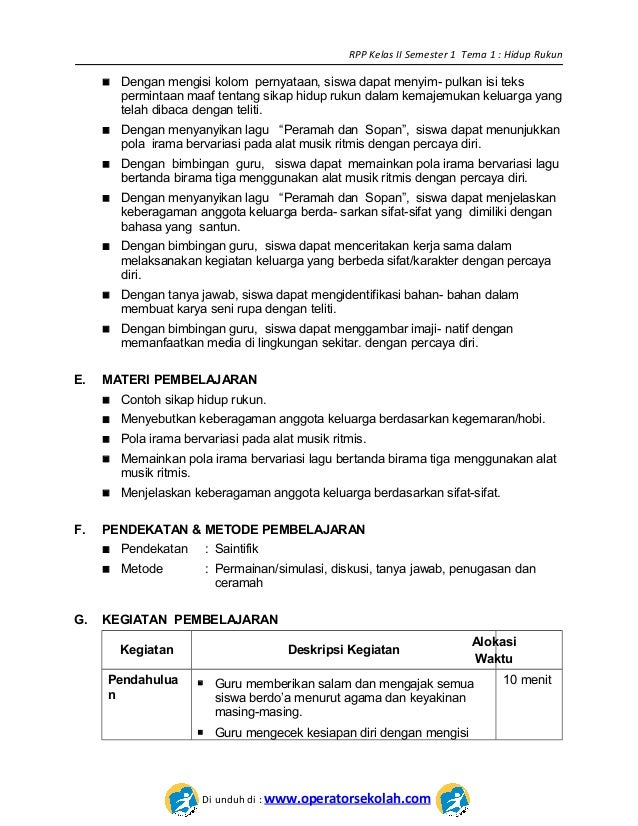 [1] rpp sd kelas 2 semester 1 hidup rukun