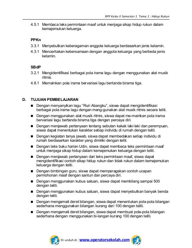 [1] rpp sd kelas 2 semester 1 hidup rukun