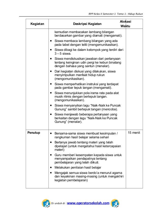 [1] rpp sd kelas 2 semester 1 hidup rukun