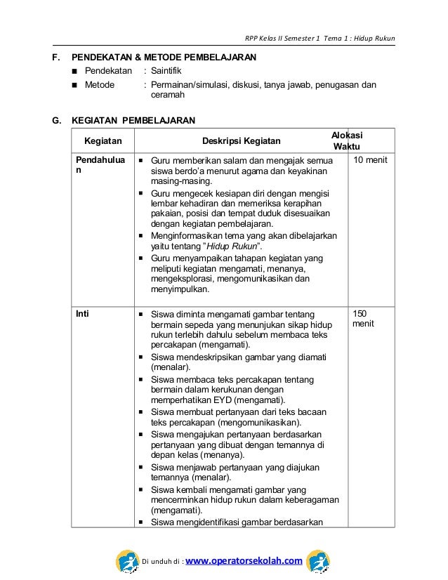 [1] rpp sd kelas 2 semester 1 hidup rukun