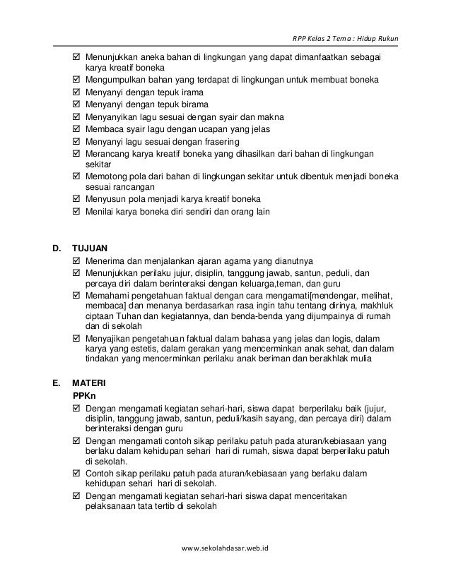 Rpp sd kelas 2 semester 1 hidup rukun blonya nova