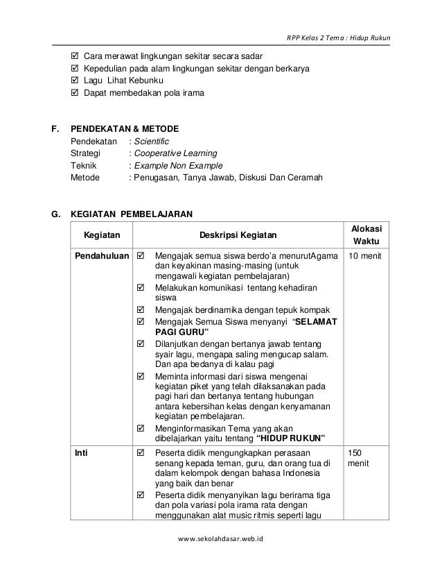 Rpp sd kelas 2 semester 1 hidup rukun blonya nova