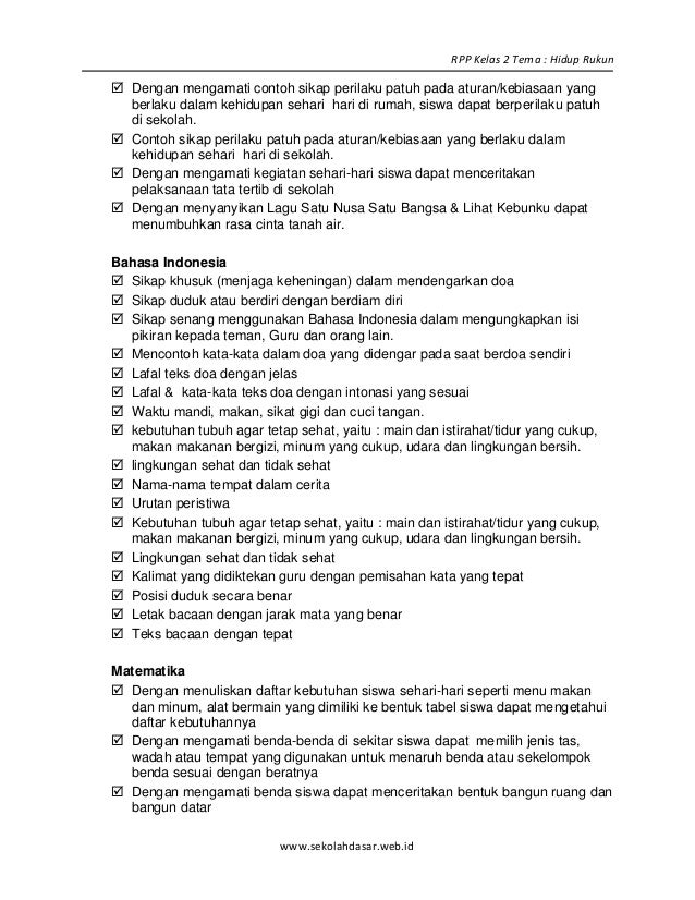 Rpp sd kelas 2 semester 1 hidup rukun blonya nova