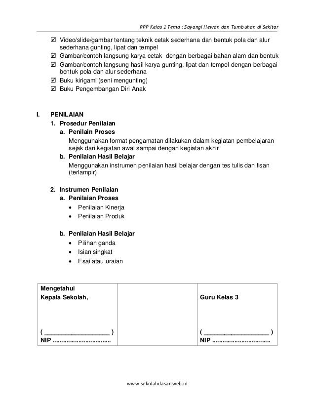 1 Rpp Sd Kelas 3 Semester 1 Sayangi Hewan Dan Tumbuhan Di Sekitar Wwwsekolahdasarwebid