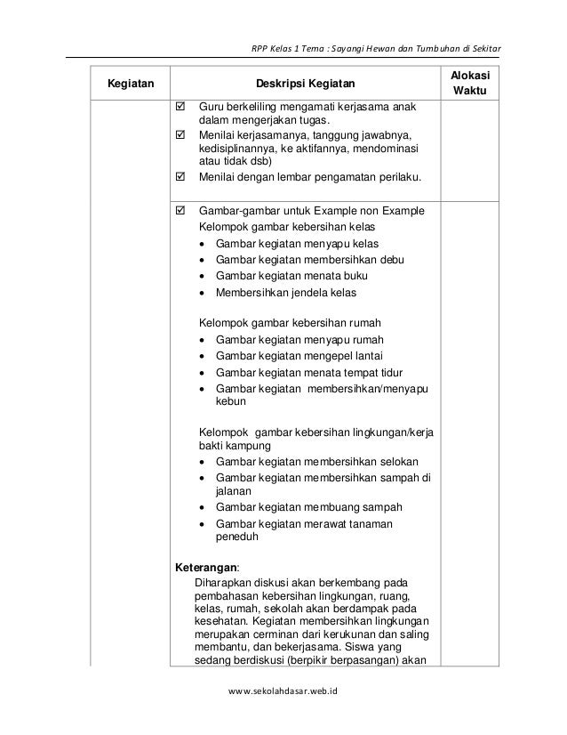 1 Rpp Sd Kelas 3 Semester 1 Sayangi Hewan Dan Tumbuhan Di Sekitar Wwwsekolahdasarwebid