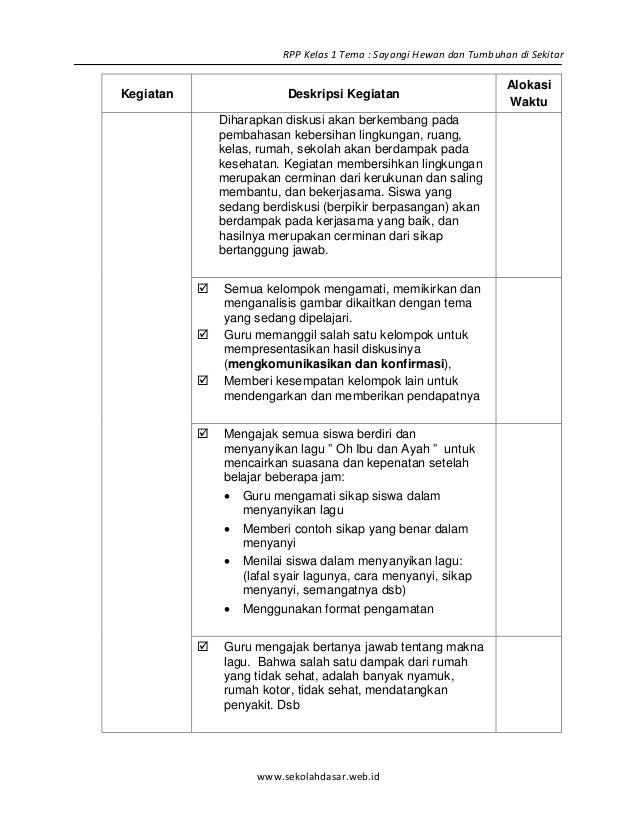 1 Rpp Sd Kelas 3 Semester 1 Sayangi Hewan Dan Tumbuhan Di Sekitar Wwwsekolahdasarwebid