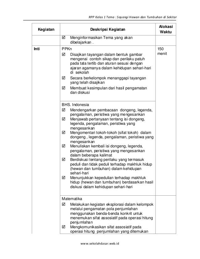  1 rpp sd kelas 3 semester 1 sayangi hewan  dan  tumbuhan  