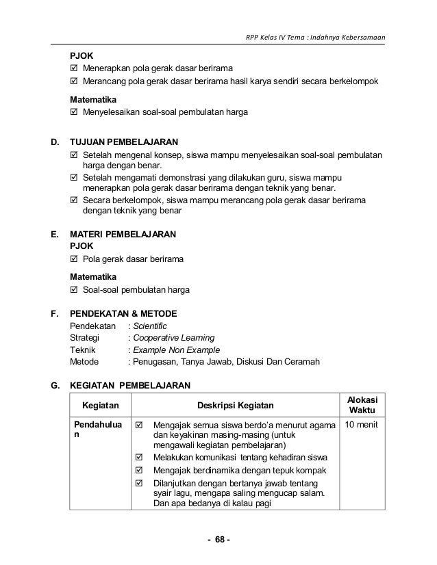 [1] rpp sd kelas 4 semester 1 indahnya kebersamaan