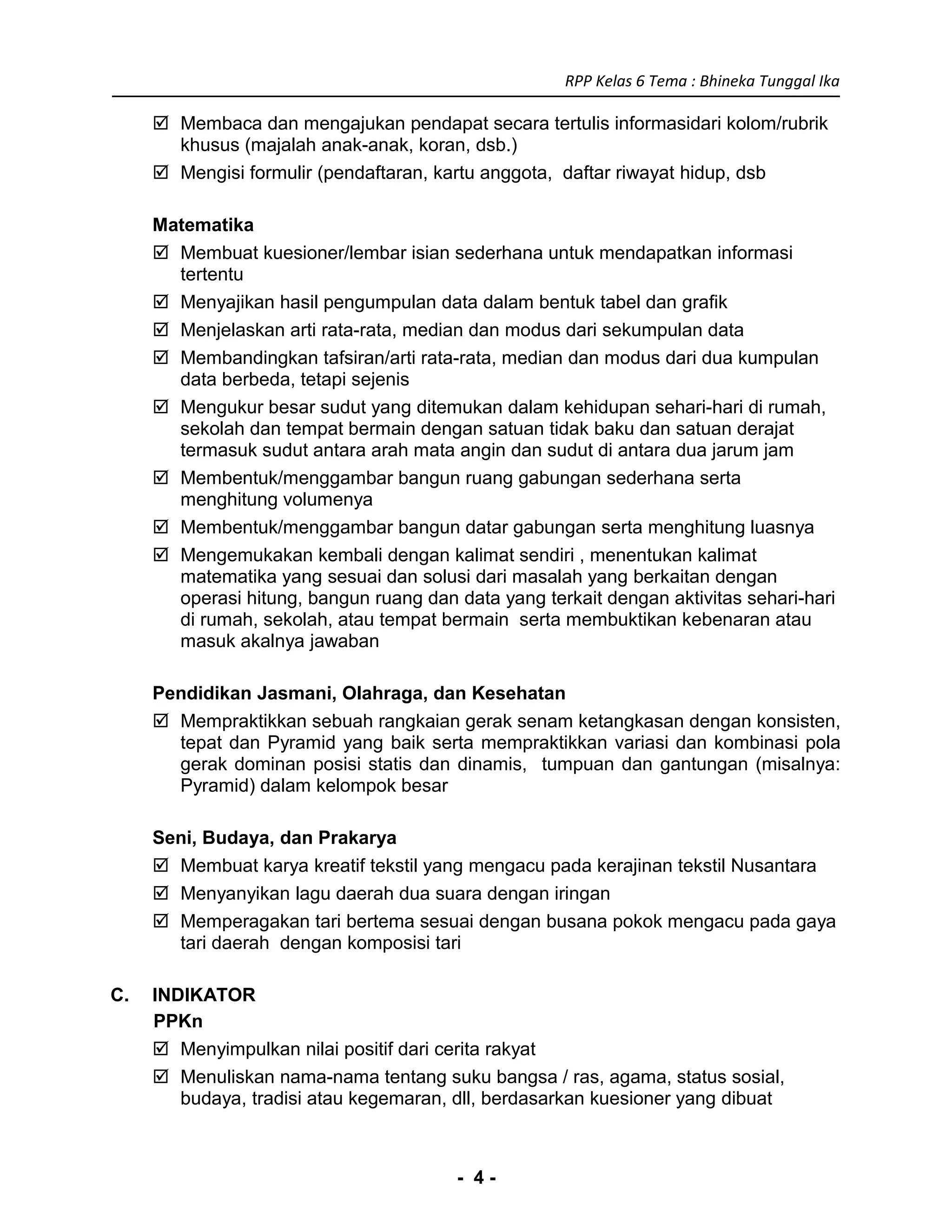 [1] rpp sd kelas 6 bhinneka tunggal ika | DOC